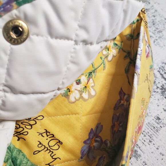 Vintage Maggi B Yellow Quilted Floral Toiletry Makeup Bag Made in Canada - Picture 7 of 16